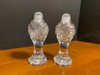 Vintage Cut Glass Crystal Pinwheel Pedestal Salt Pepper Shakers