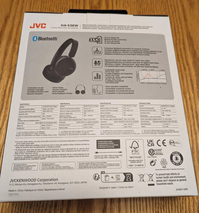 BRAND NEW - JVC Deep Bass Wireless Headphones, Bluetooth 5.2 in Headphones in St. Catharines - Image 3