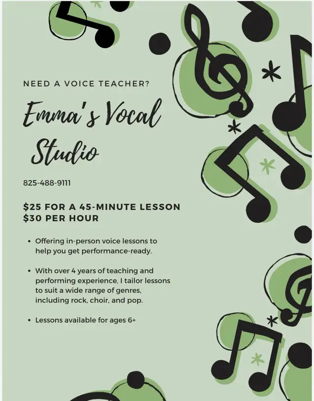 Voice Lessons, Emma’s Vocal Studio 65669458473602120