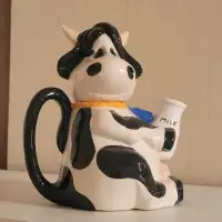 Antique Black And White Cow Teapot 