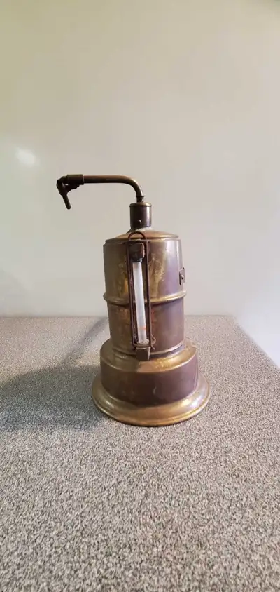 vintage brass blowtorch with wood handle, View more