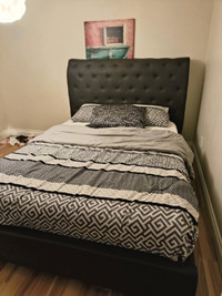 Faux leather frame bed and mattress