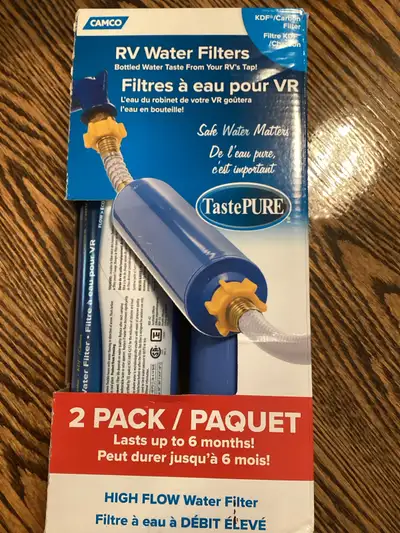 2 pack high flow Camco Rv water filters. Brand new.