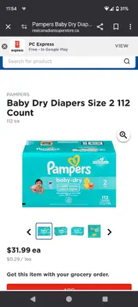 Brand New pampers baby dry 112 CT size 2 