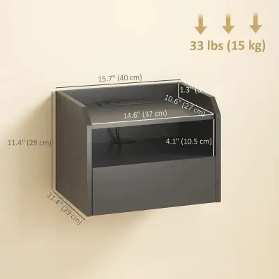 Wall Mounted floating nightstand w charging, bedside Table , View more