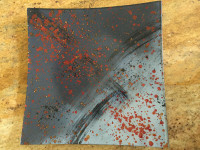 Modern Black Grey Orange Plate Speckled Art Painting Table Top