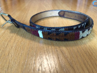 Hand Beaded Leather Belt Size 35