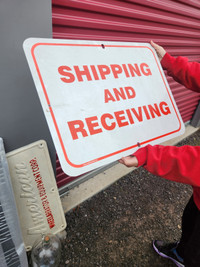 Shipping and receiving metal sign
