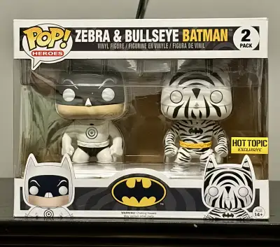 Spice up your collection with this Funko Pop! Zebra & Bullseye Batman 2-Pack, a Hot Topic exclusive...