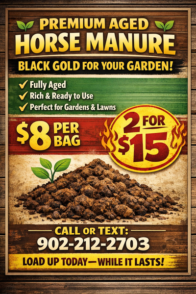 Aged Horse Manure – Garden Gold! Ready to take your garden to the next level? Our well-aged horse ma...