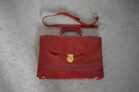 New Vintage Tilley Red Leather 3 compartment briefcase Ladies