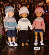 14"-15" Doll Sweater and Hat Sets