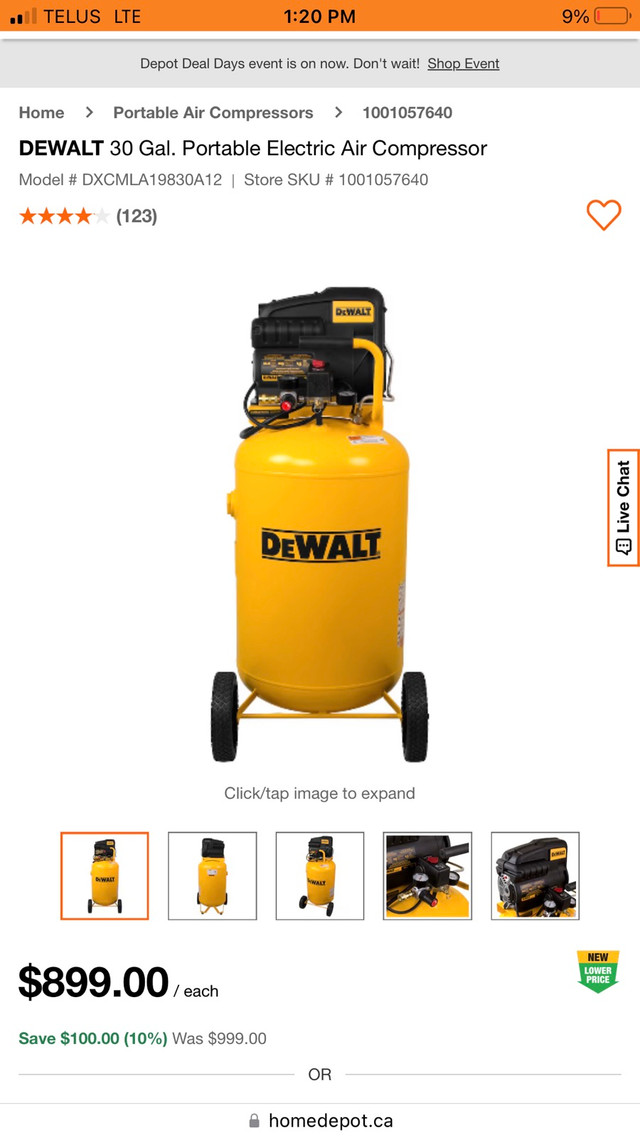 30 Gallon Dewalt Air compressor in Power Tools in Barrie - Image 4