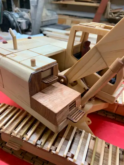 Handcrafted, wooden excavator display model - all parts hand made. This is a very detailed model, ca...