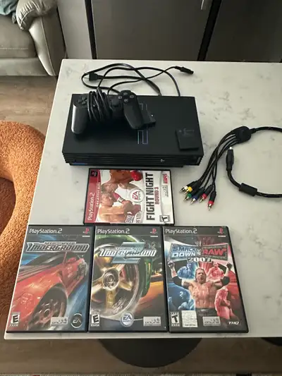 Playstation 2 with games, component cables and TV PS2, View more
