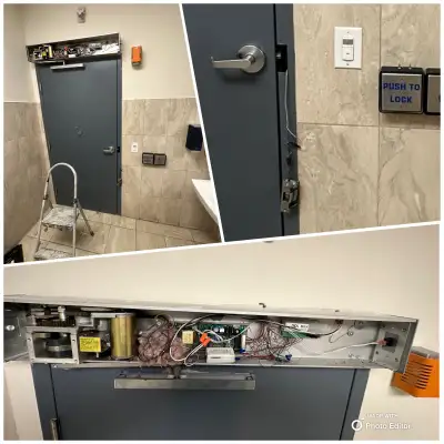 Handicap door operator Universal washroom Automatic door operators sales and services. #ditec #stanl...