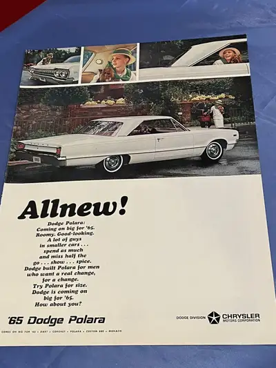 1965 Dodge Polara Original Ad Size: 10-1/2" X 13-1/2"