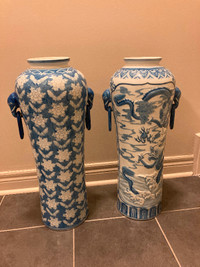 Asian glazed porcelain floor sized urns