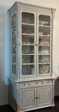 MOVING SALE: Antique White Cabinet. Can use as 1 full piece or