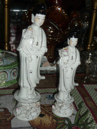 Pair Of Tall Beautiful Chinese Porcelain Kwan Yin Figures