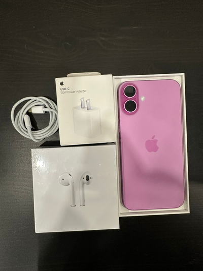 iPhone 16 plus 128gb PINK **Airpods/Charger Set + Delivery**, View more