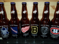 Labatts NHL  original six empty beer bottles with caps