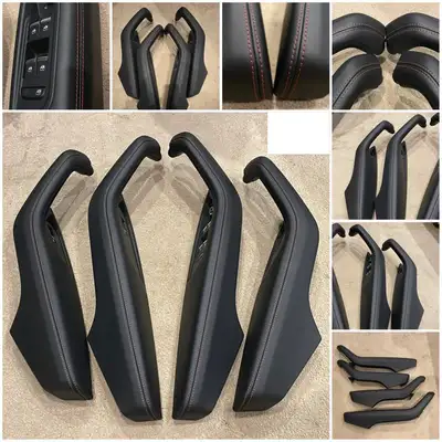 Original leather interior door handles / side armrests Audi Exclusive -A4 B9 / A5 Sportback -Red thr...