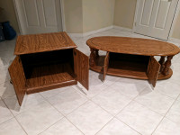 Solid wood coffee table and side table with storage