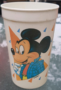 Rare Verre de Plastique Mickey Mouse 1980s Coca-Cola