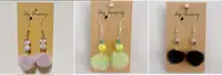 Handmade earrings_light green fluffy 