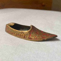Brass Miniature Shoe ashtray Indian brass engraved 