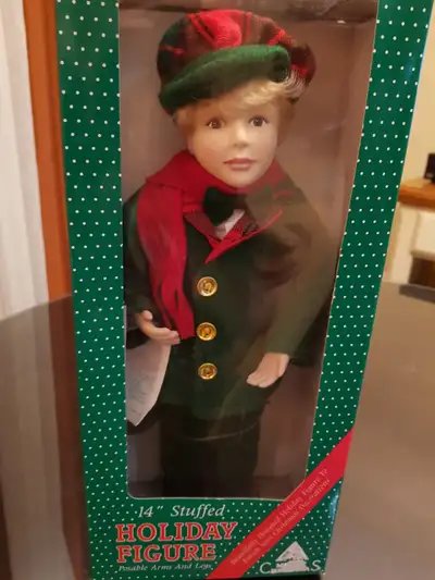 Dickens-era dressed boy doll Christmas toy or decoration, View more