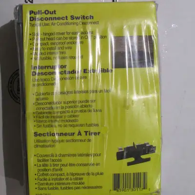NEW 60 AMP Weatherproof Pull-Out Disconnect Switch, View more