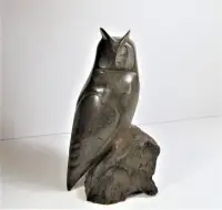 Mid-Century Hand Carved Owl Ironwood Sculpture 10.5" Tall