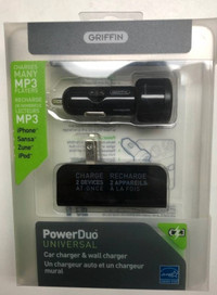 Griffin PowerDuo Universal USB Car Charger & Wall Charger NEW!