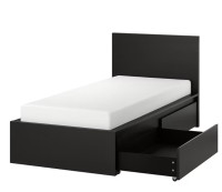 IKEA MALM Bed frame, high, black-brown, Twin