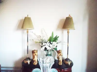 2 Tall Brass Buffet Lamps - From Bombay Company - Like New, View more