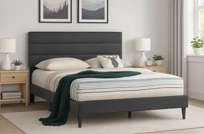 Ikea Malm bed frame + Wooden Slats + Metal Beam. also firm, View more