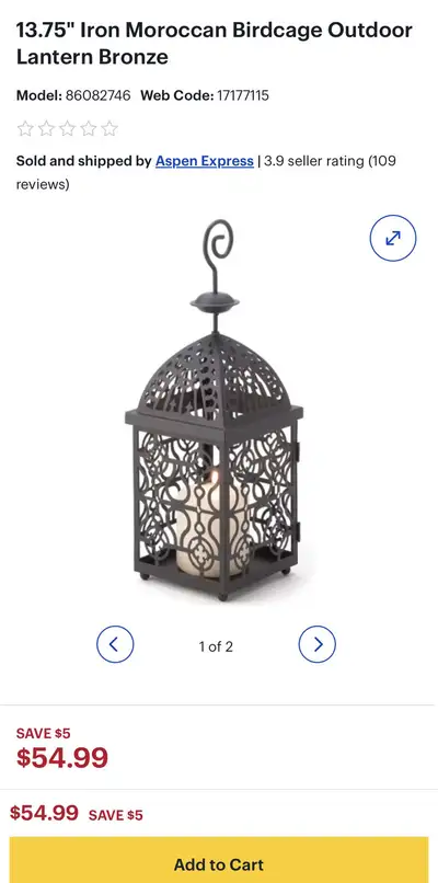 Iron Moroccan Lantern / Candle Holder in Bronze, View more