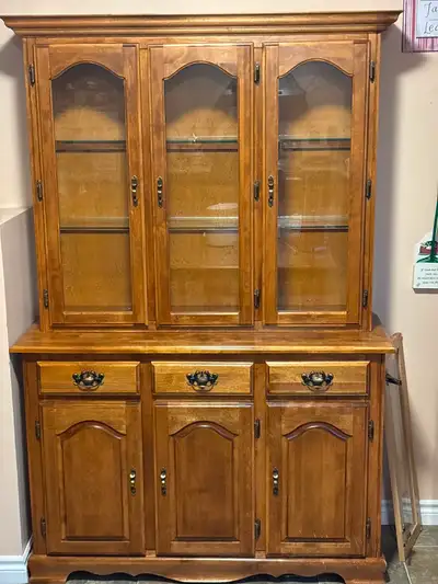 Birch china cabinet with light, View more