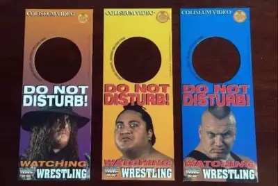 WORLD WRESTLING FEDERATION "DO NOT DISTURB" 1994 DOOR KNOB HANG, View more