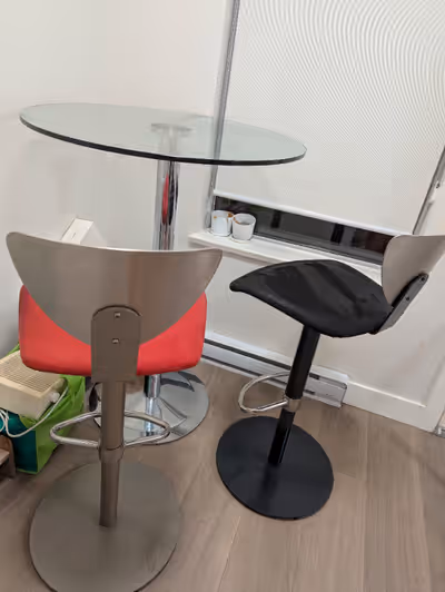 **Two Tone Adjustable Bar Chairs Red & Black** • Work Perfectly • VERY Sturdy • Microfiber Faux Sued...