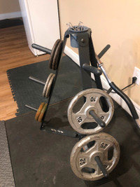 Weight plates @ $1/lb, weight bars, weight tree