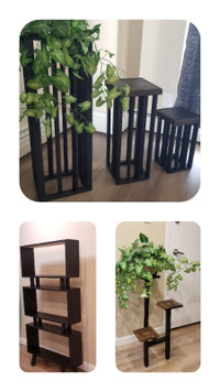 Custom handmade wood plant stands and shelves