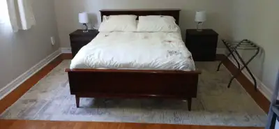 Solid Wood bed. Gibbard with headboard storage. Comes with free box spring and mattress (only used w...