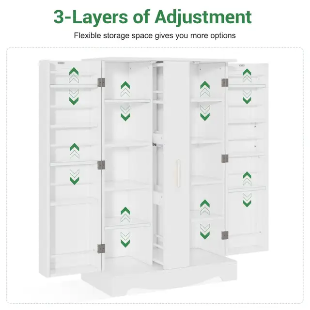 47” Modern White Kitchen Pantry Cabinet  in Hutches & Display Cabinets in City of Toronto - Image 4