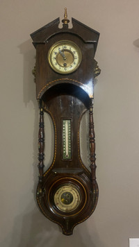  Antique clock, barometer thermometer 