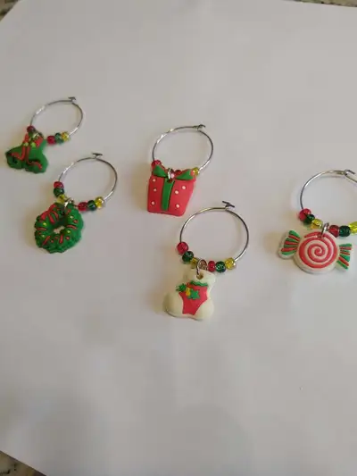 Christmas wine glass charms, View more