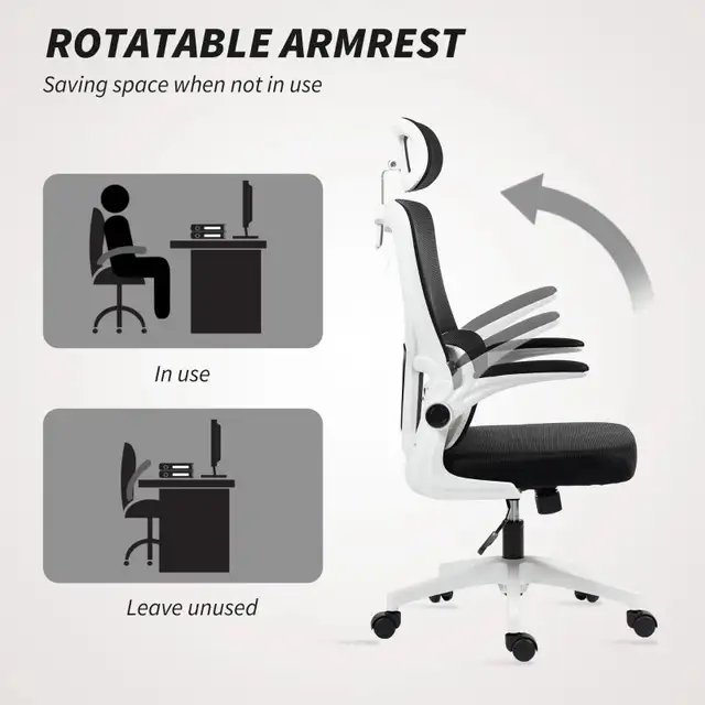 High Back Office Chair, Mesh Computer Desk Chair with Rotatable  in Chairs & Recliners in Markham / York Region - Image 5