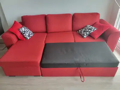 Red sectional sofa bed 